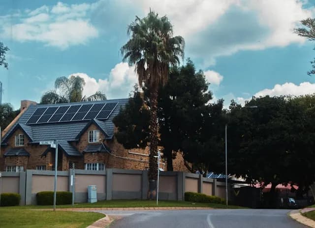 Family home with solar panels